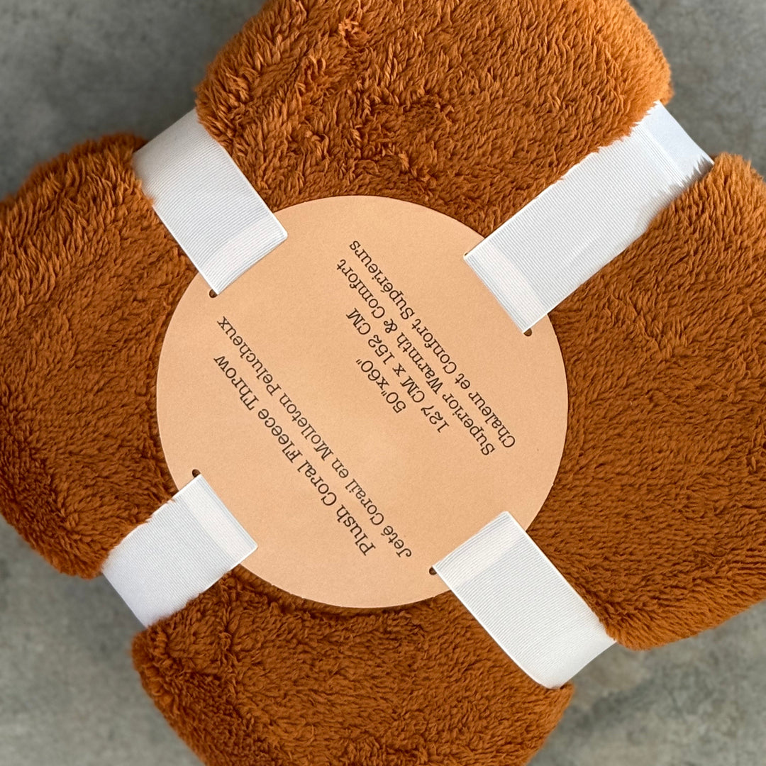 Plush Fleece Throw - Cognac