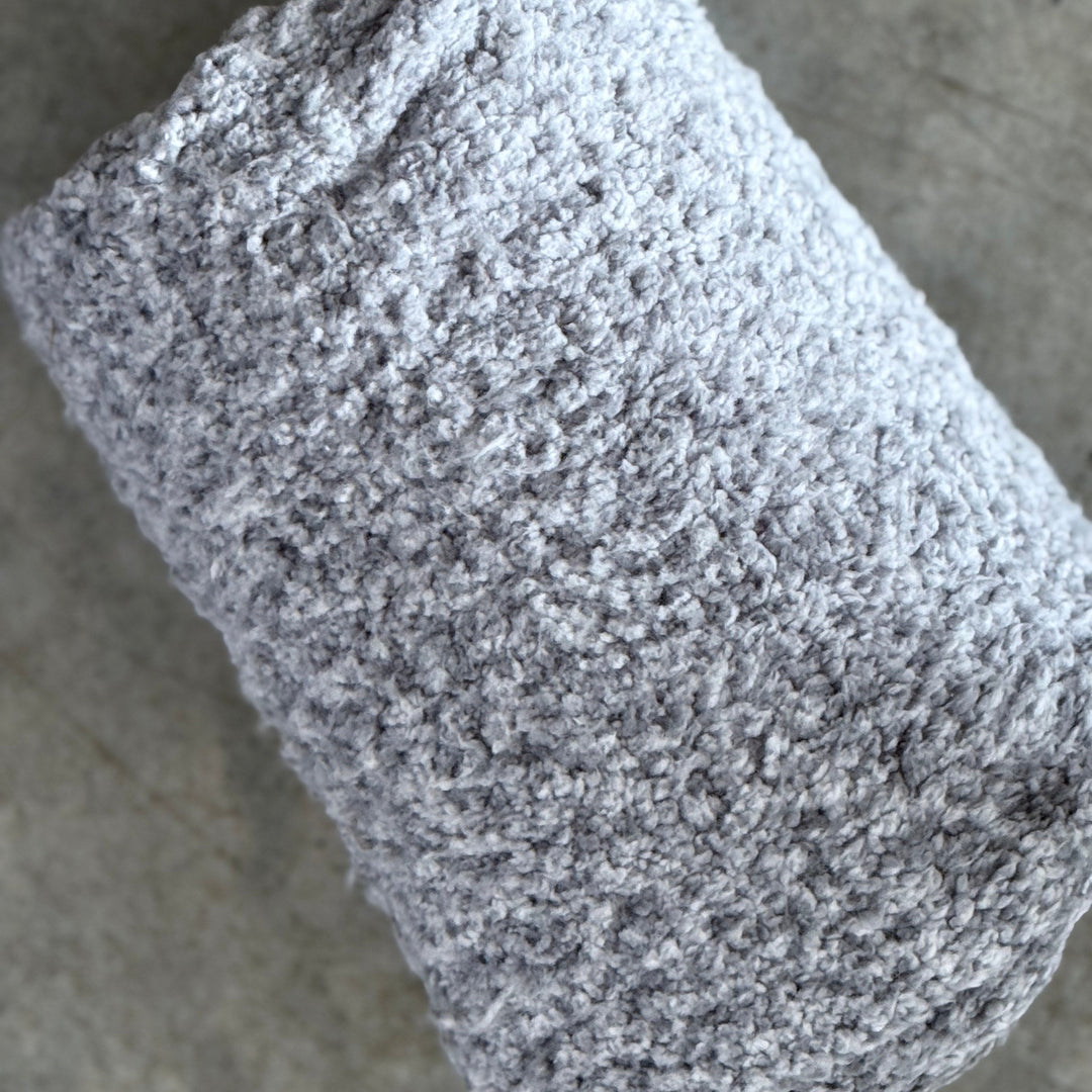 Two Tone Plush Fleece Throw -White & Grey