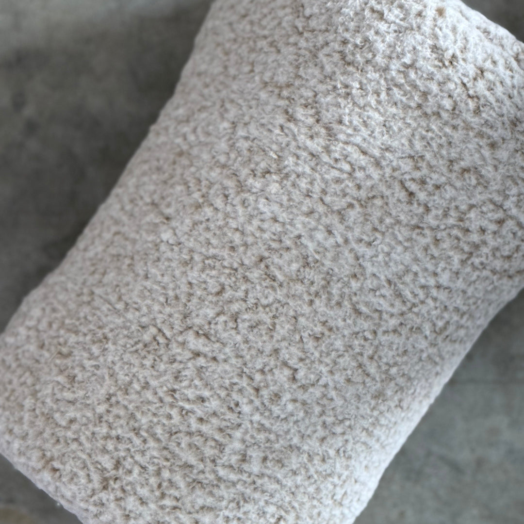 Two Tone Plush Fleece Throw -White & Beige