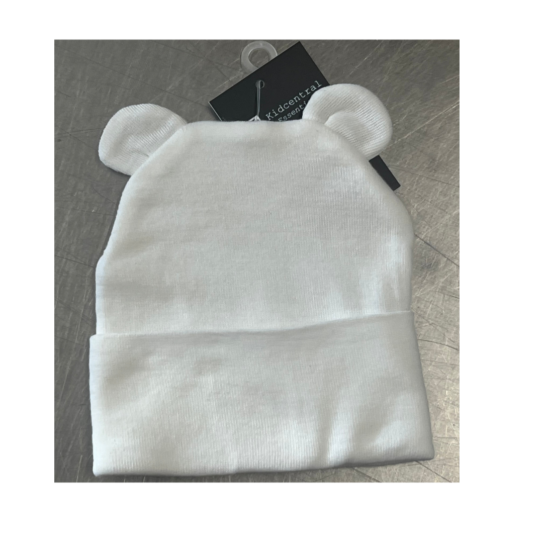 White Knitted hat with Ears - Baby
