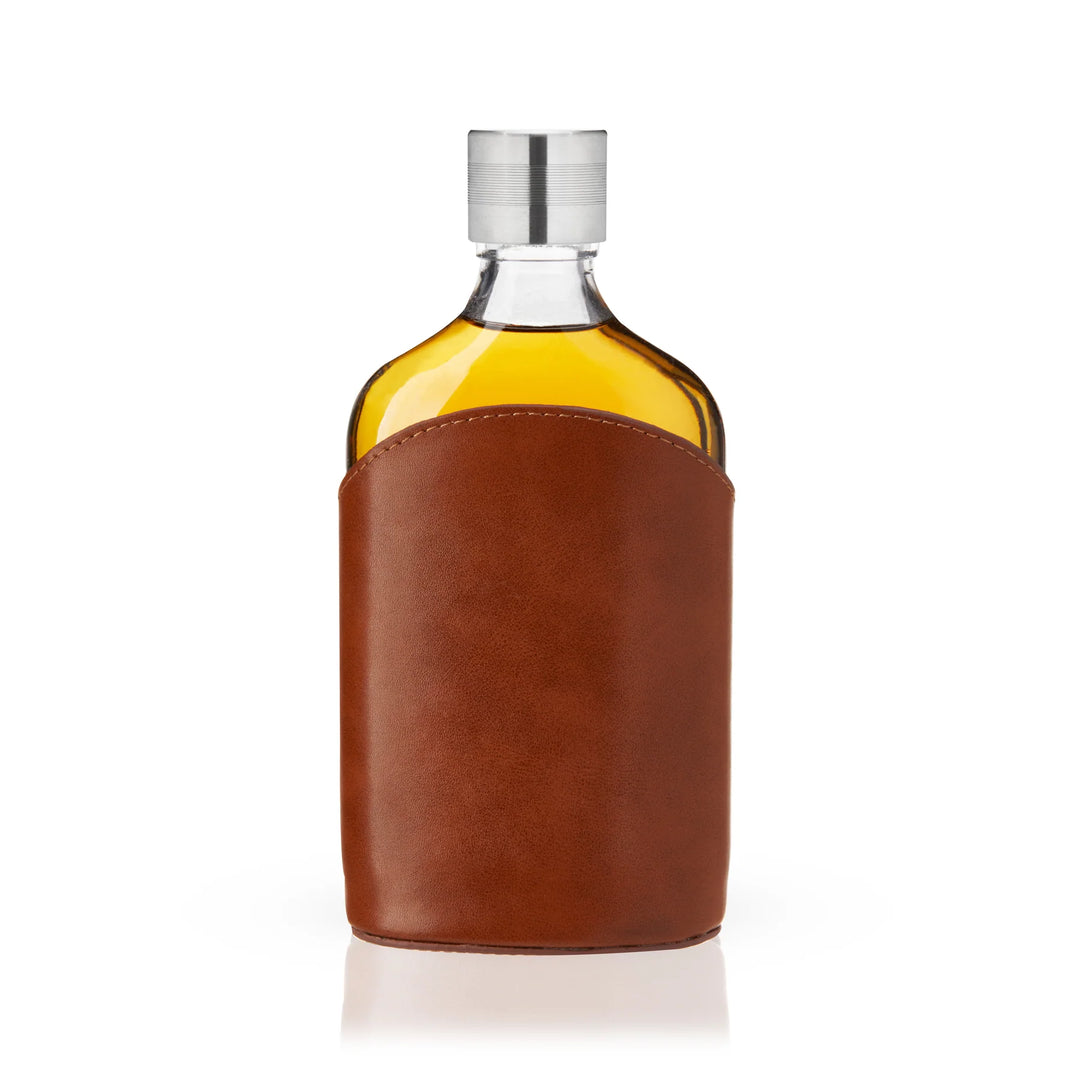 Leather Wrapped Glass Flask