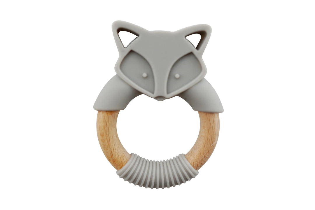 Fox Teether - Silicone and wood ring