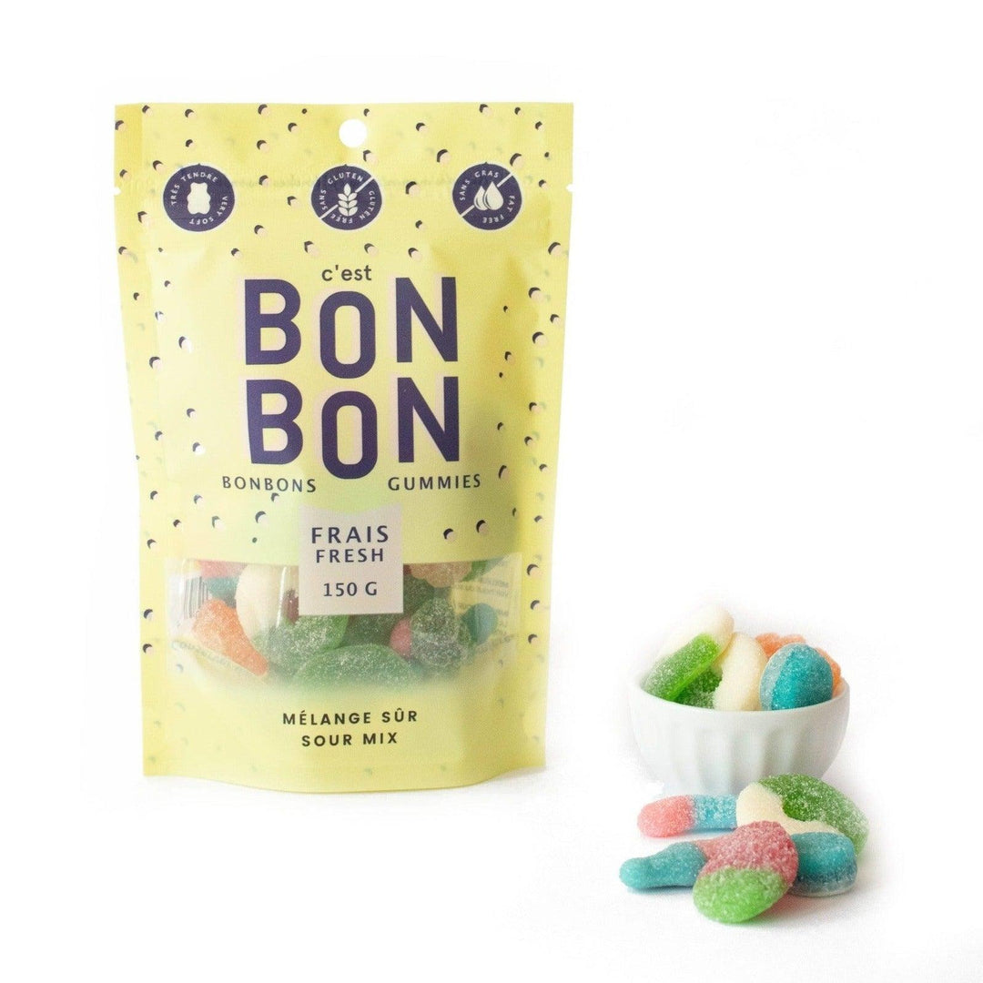 Who'd have thought we could ever buy happiness in a bag? Well, the impossible has been achieved. This mix offers a great selection of sour candy. This bag of mixed sour fruits is guaranteed to satisfy your sweet tooth! This delicious sour mix is a great add in to gift boxes, as well as on their own! These sour fruits are great for sharing.. or not ;) Enjoy! This product is a 150 g (5.3 oz.) bag Gift Recommendations: birthday gift box, foodie gift box, or a celebration gift box.