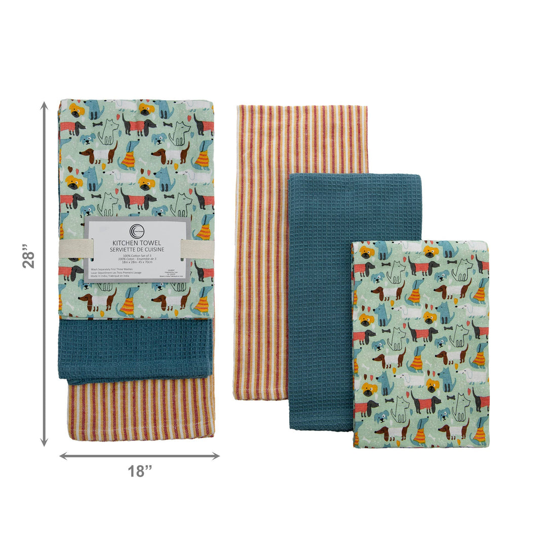 3 Pack Kitchen Towel Set Dogs - Gift Smack Gift Company