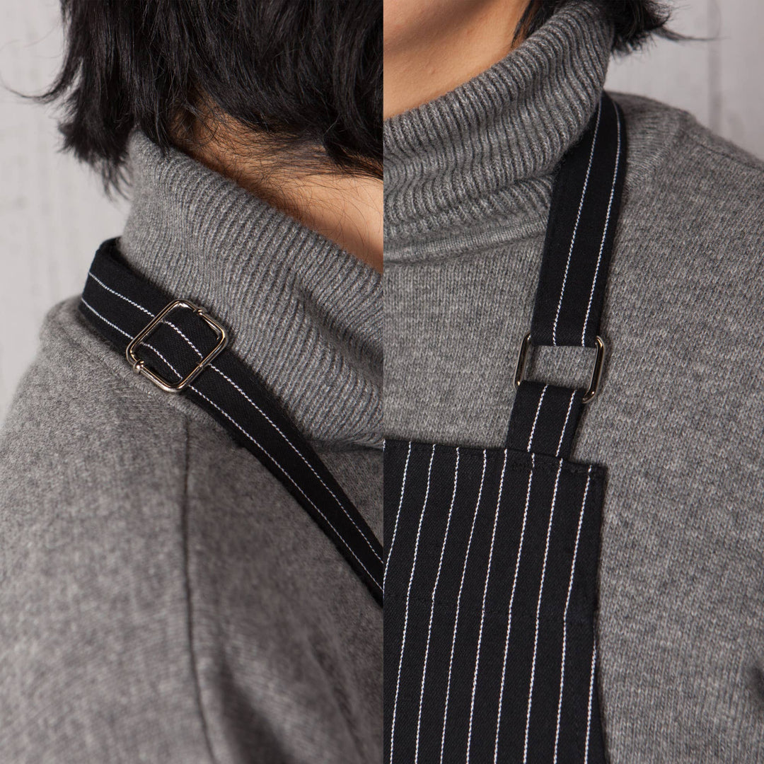 Tablier de cuisine rayé noir