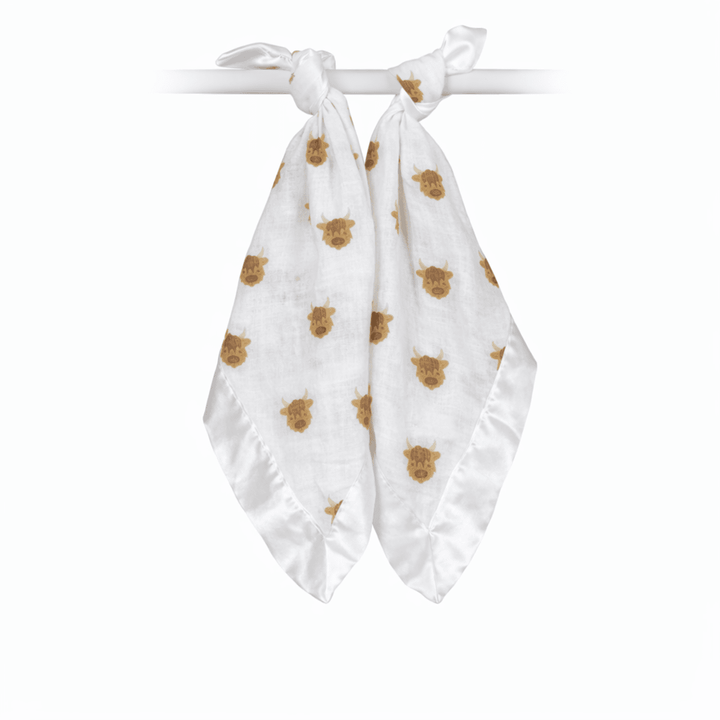 2-Pack Cotton Security Blankets  –  Highland Cow - Gift Smack Gift Company
