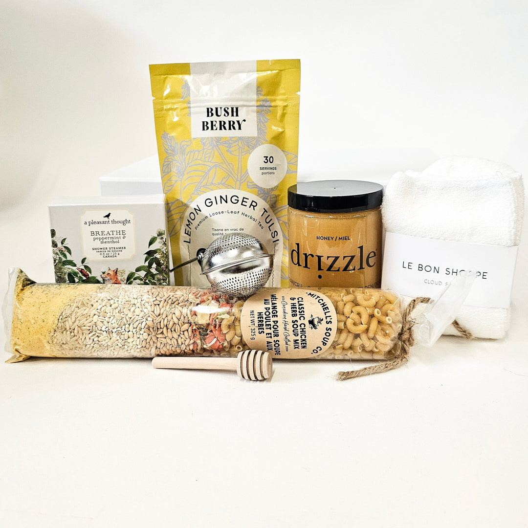 Whether someone needs the gift of cozy relaxation or well wishes when they're not feeling their best or struggling through difficult times such as grief and loss, this is the perfect box of comfort items. This collection is a perfect Get Well Gift or Sympathy Gift.