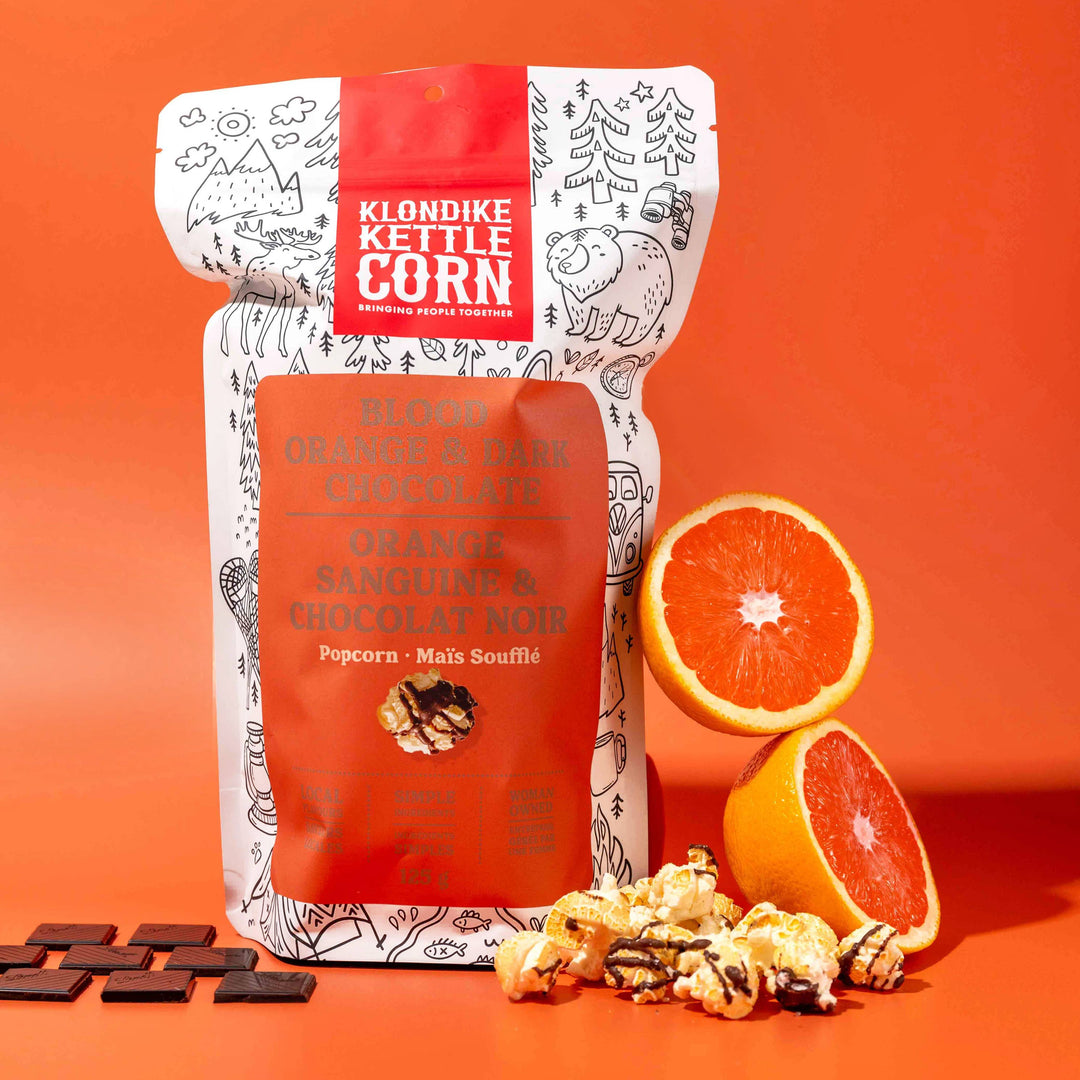 Klondike Kettle Corn Blood Orange & Dark Chocolate Popcorn