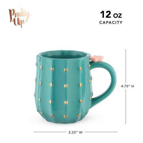 3D Metallic Gold Accented Ceramic Mug - Cactus