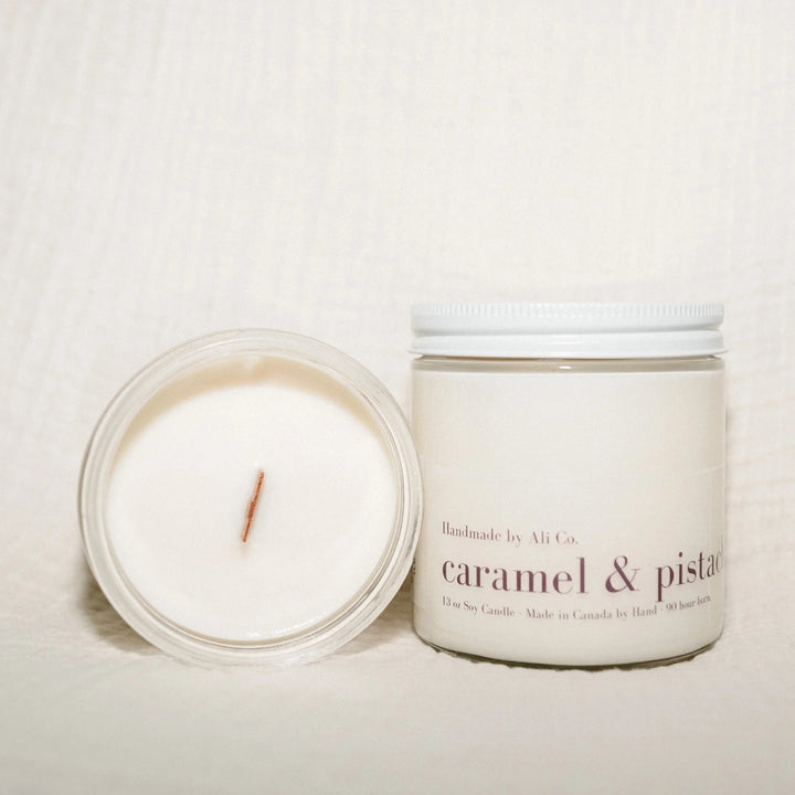 Candle and its container labeled &