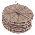 Set Of 4 Natural Beaded Round Coasters: Brown - Gift Smack Gift Company