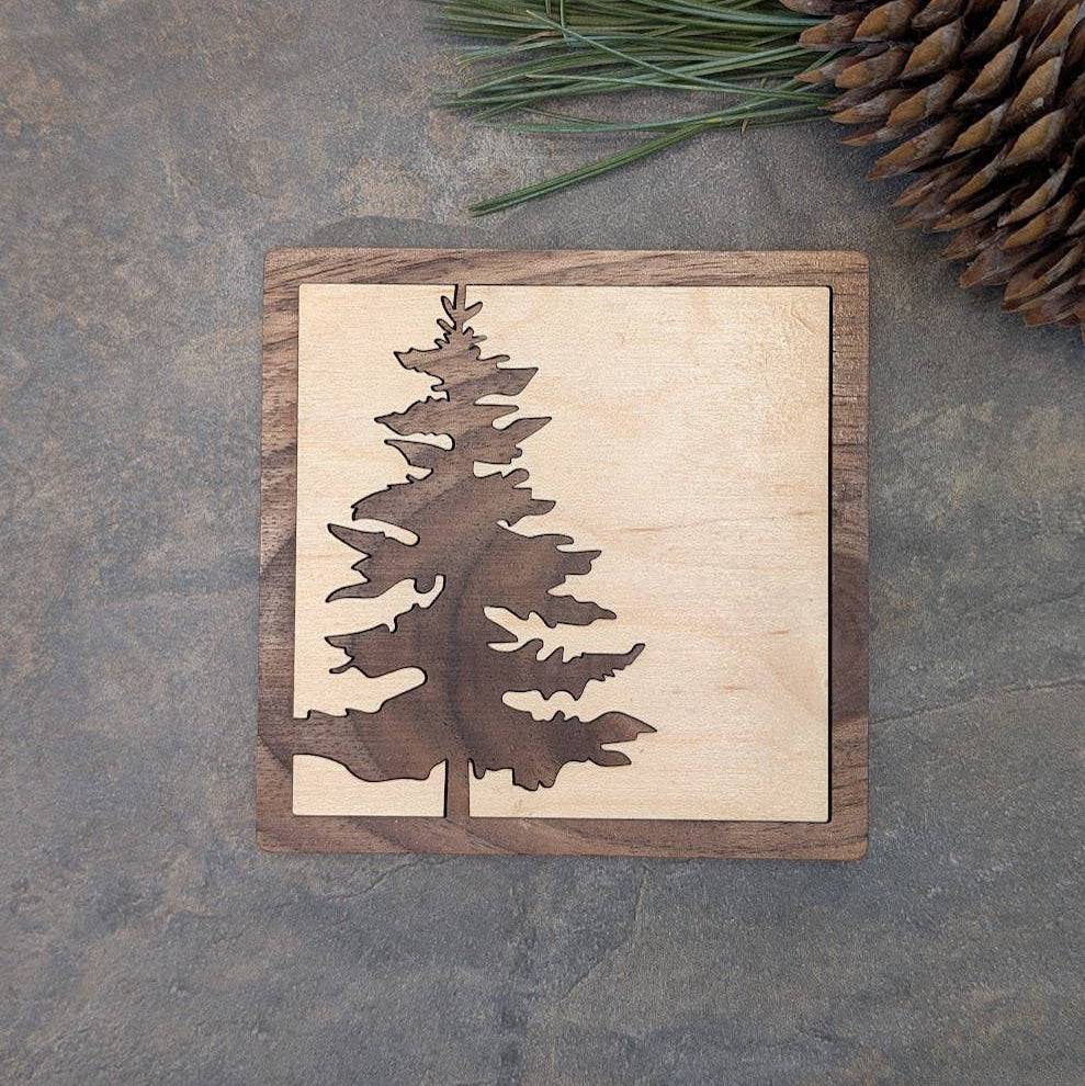 Pine Tree Inlay Wood Coaster - Made in Canada Souvenir - Gift Smack Gift Company