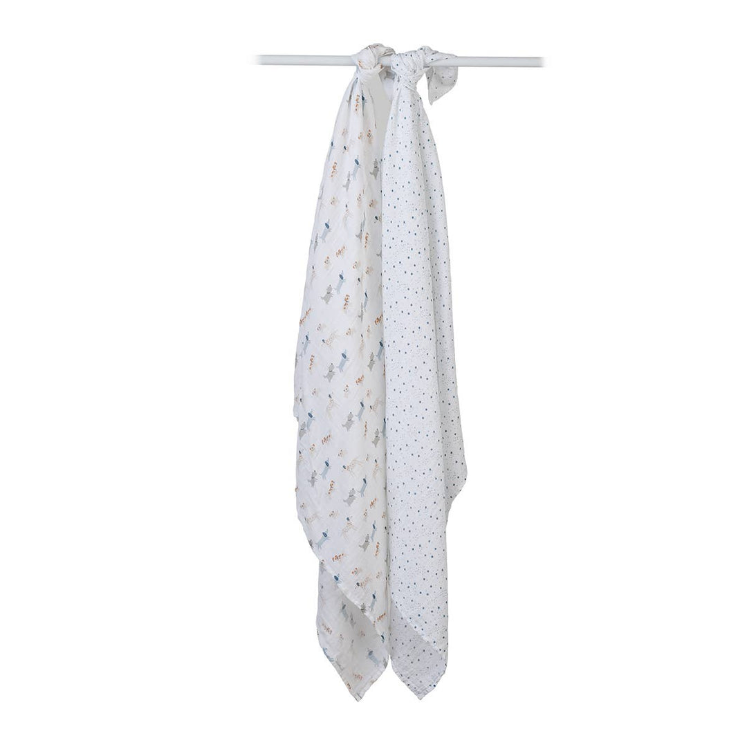 2-Pack Cotton Swaddle Blankets – Puppy Dog &amp; Stars - Gift Smack Gift Company
