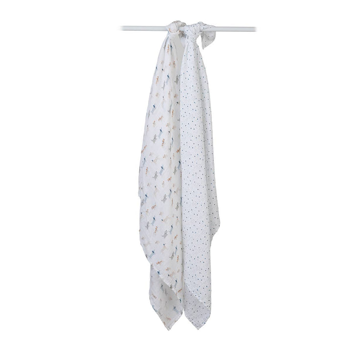2-Pack Cotton Swaddle Blankets – Puppy Dog &amp; Stars - Gift Smack Gift Company