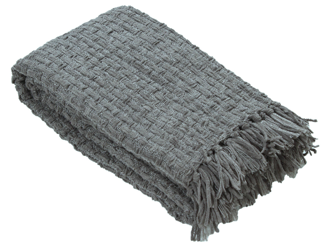 Chenille Basket Weave Throw Blanket, 50x60: Navy