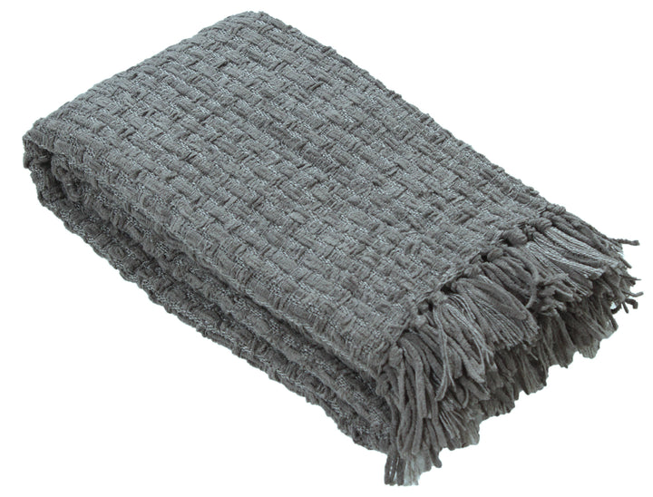 Fabstyles Chenille Basket Weave Throw Blanket, 50x60: Purple