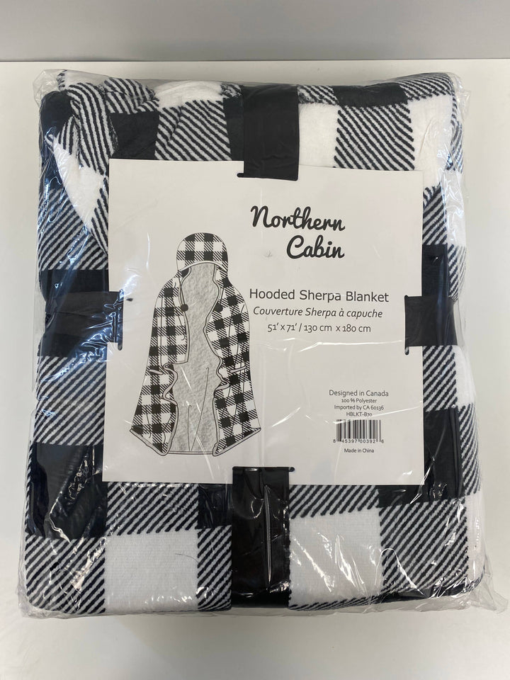 Hooded Sherpa Throw Blanket - Checkered
