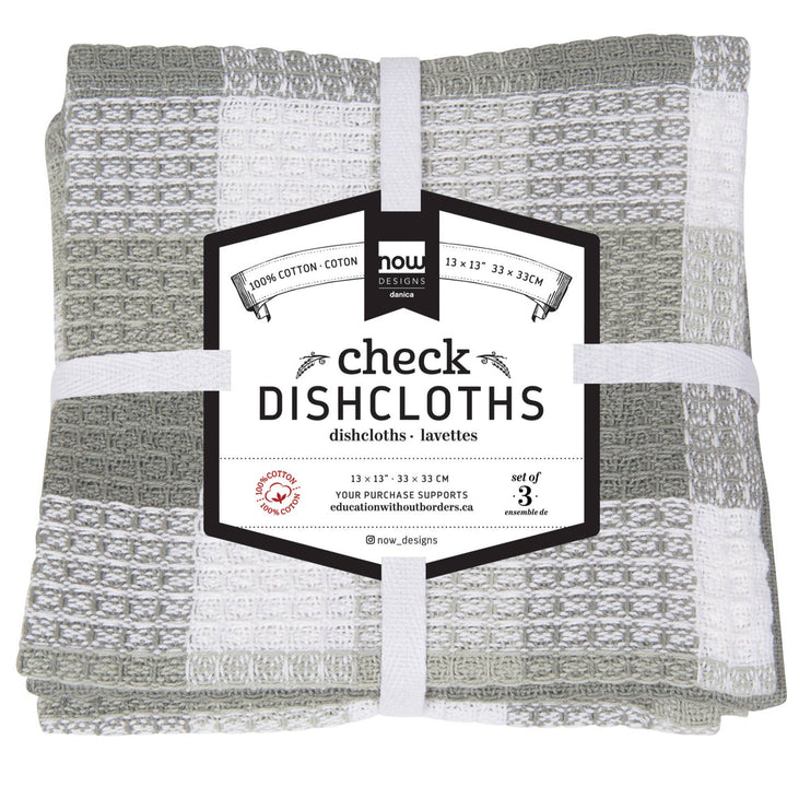 Check London Gray Waffle Dishcloths Set of 3