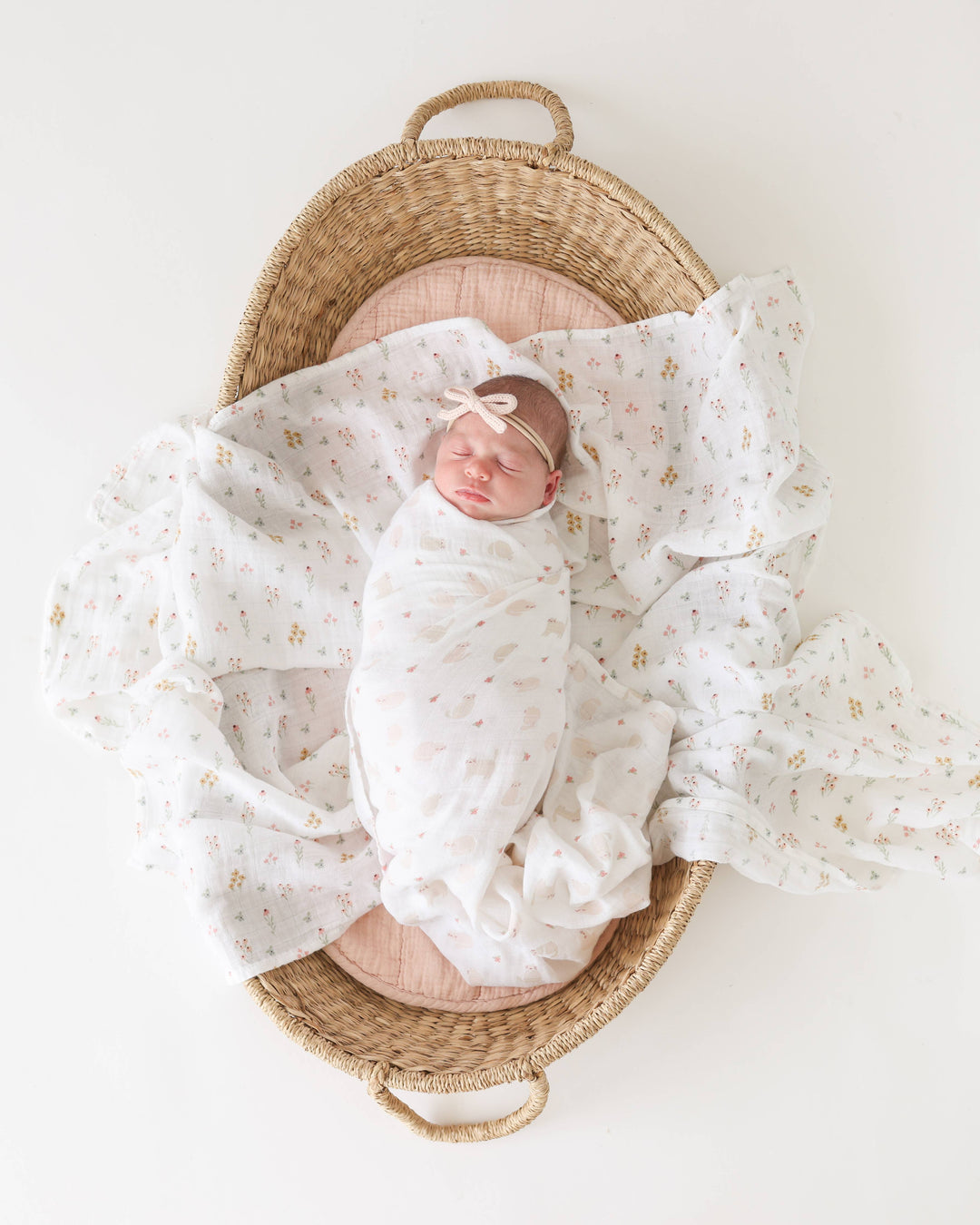 2-Pack Cotton Swaddle Blankets – Kitty Cat/ Flower Field - Gift Smack Gift Company