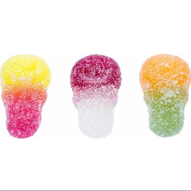 Three colorful gummy candy lights on a white background