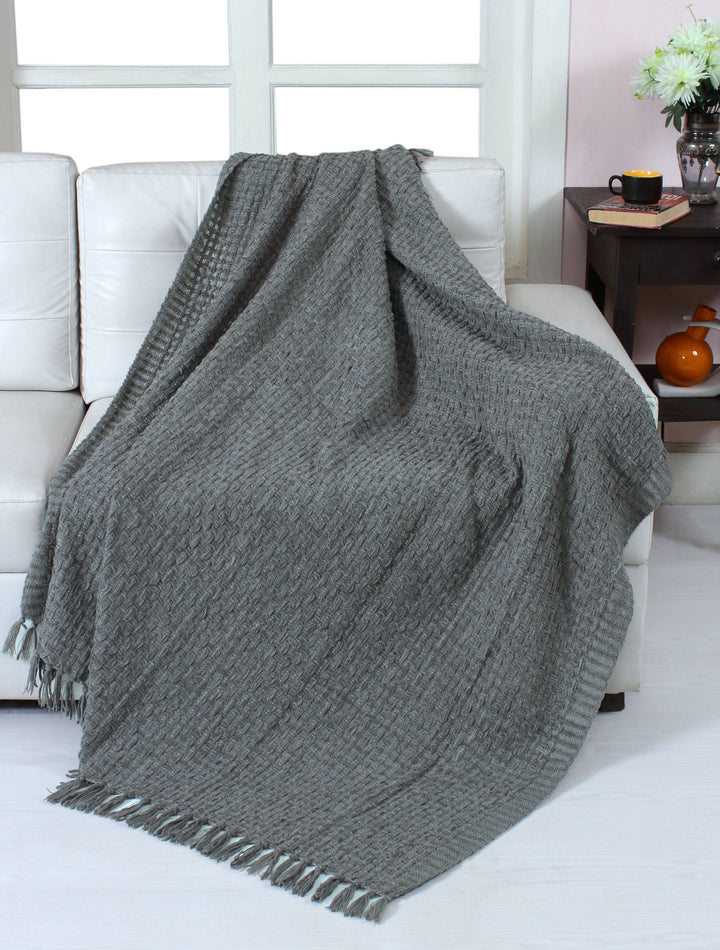 Fabstyles Chenille Basket Weave Throw Blanket, 50x60: Purple