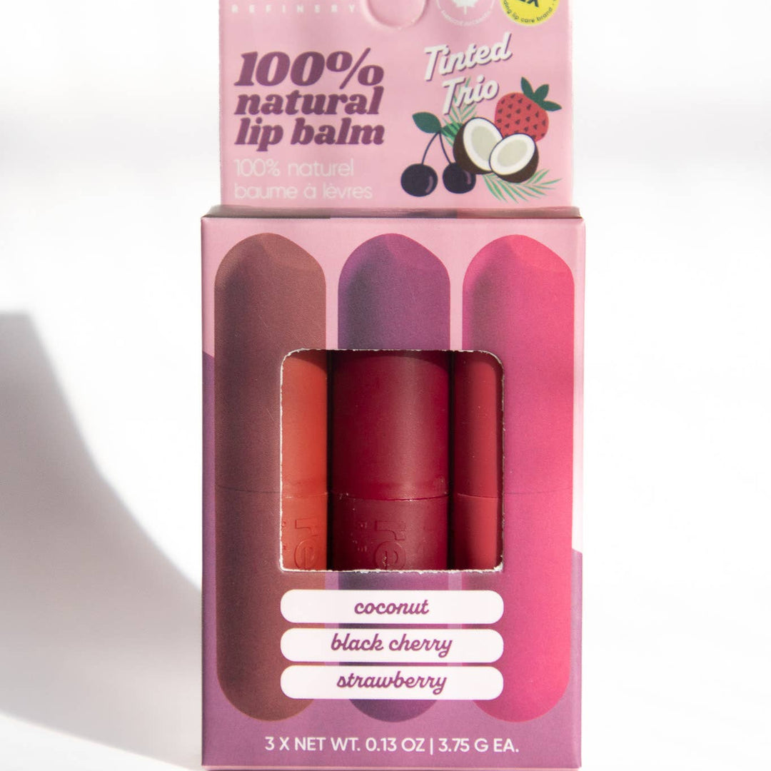 Lip balm packaging with visible brand name on a white background