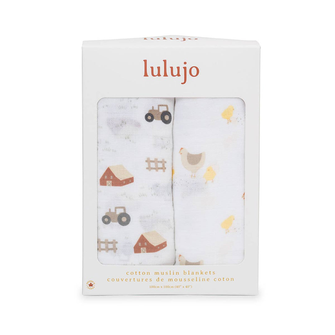 2-pack Cotton Swaddles - Barnyard/ Hens & Chicks