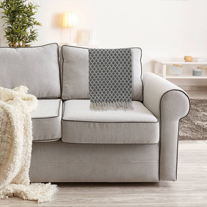 Diamond Geometric Cotton Throw With Fringe Blanket