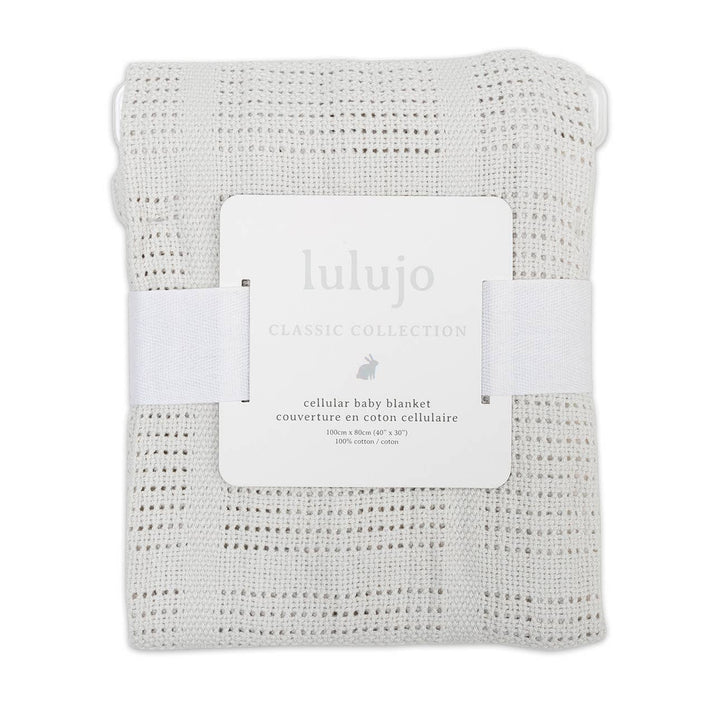 Light gray baby blanket with &
