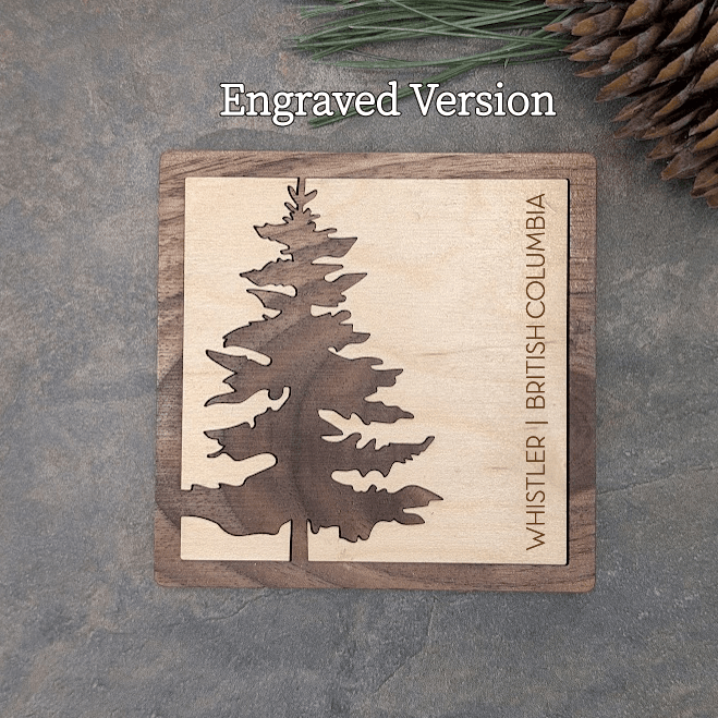 Pine Tree Inlay Wood Coaster - Made in Canada Souvenir - Gift Smack Gift Company