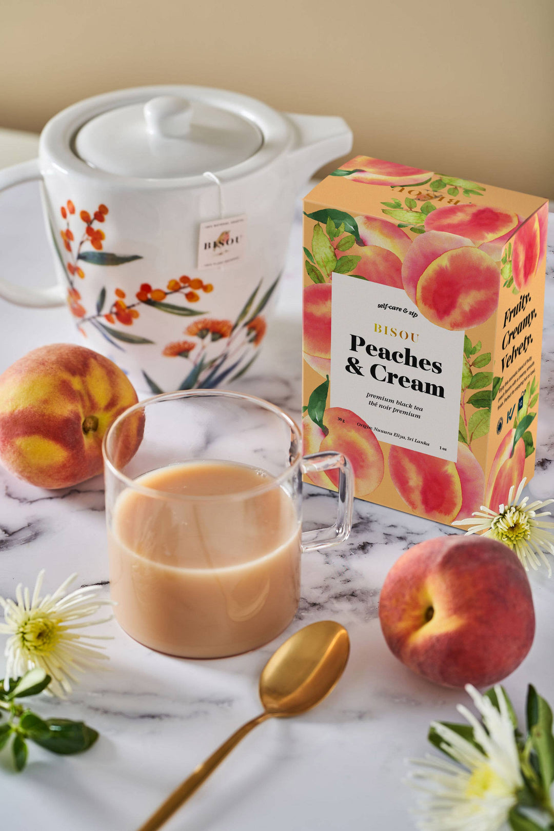 Organic Peaches &amp; Cream - Black tea blend sachets - Gift Smack Gift Company
