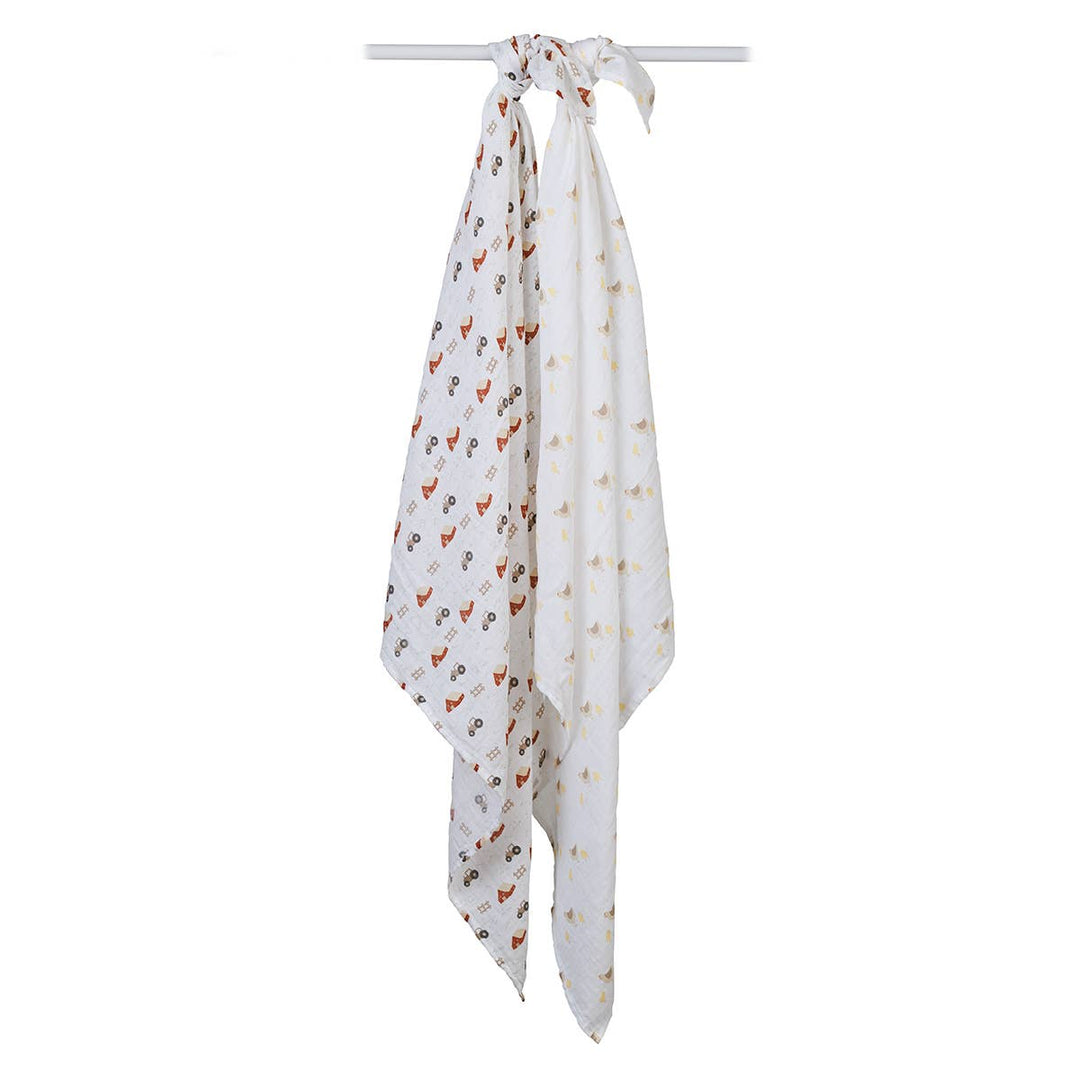 2-pack Cotton Swaddles - Barnyard/ Hens & Chicks