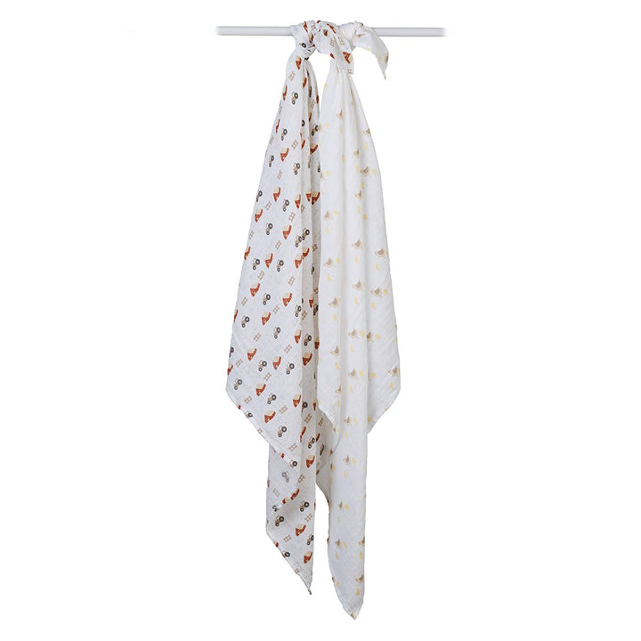 2-pack Cotton Swaddles - Barnyard/ Hens & Chicks
