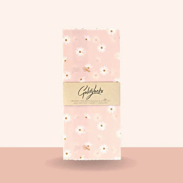 Beeswax Food Wraps - Pink Daisies Medium