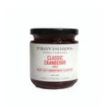 Classic cranberry preserve from Provisions Food Company, showcasing glossy, deep red cranberry sauce in a jar.