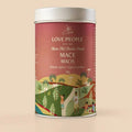 Ground love people co pantry mace spice in a clear glass jar with a white lid, ready for cooking and seasoning.