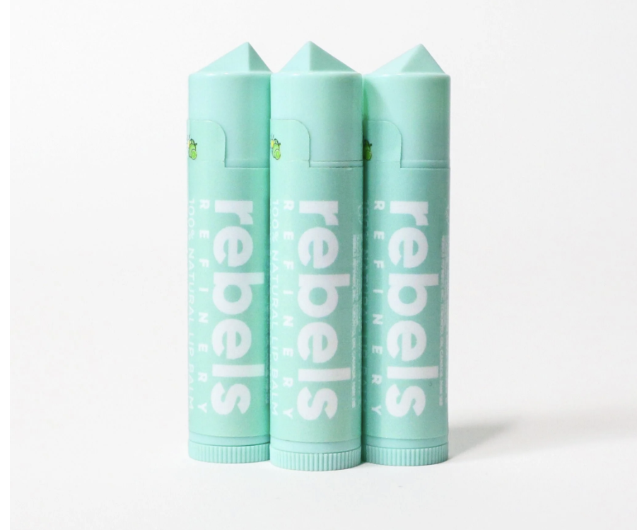 Three mint green 'rebel' products stacked on a white background