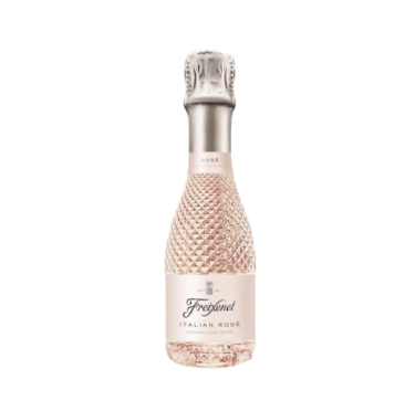 Miniature bottle of Freixenet Italian Rosé on a white background
