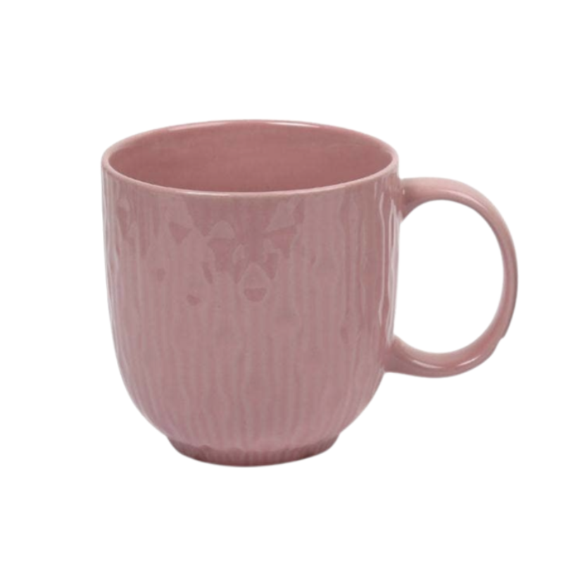 Pink ceramic mug on a white background