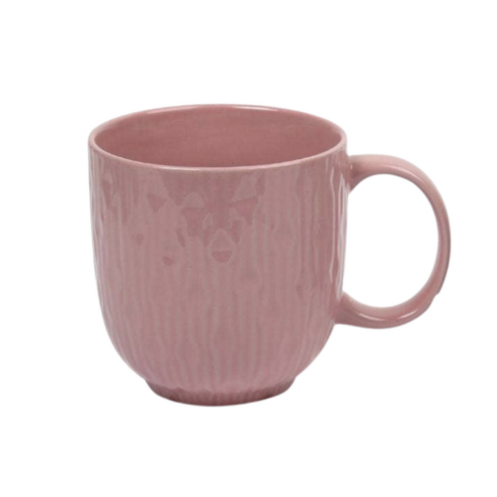 Pink ceramic mug on a white background