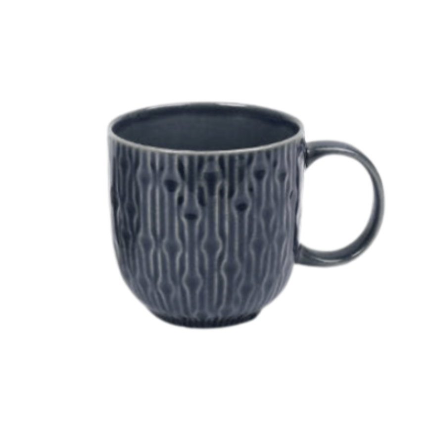 Blue textured mug on a white background