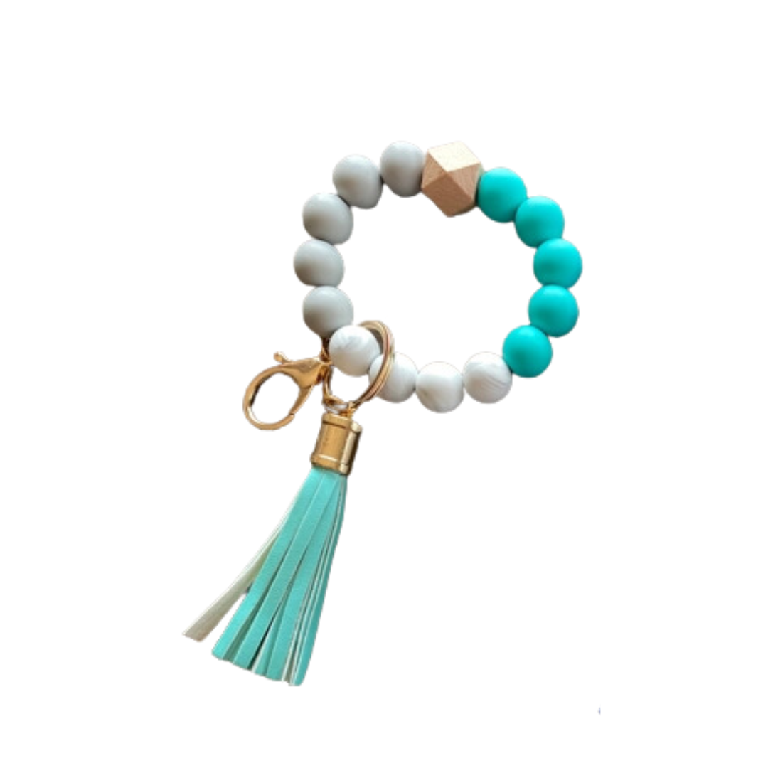 Silicone Bead Keychain Wristlet - Mint