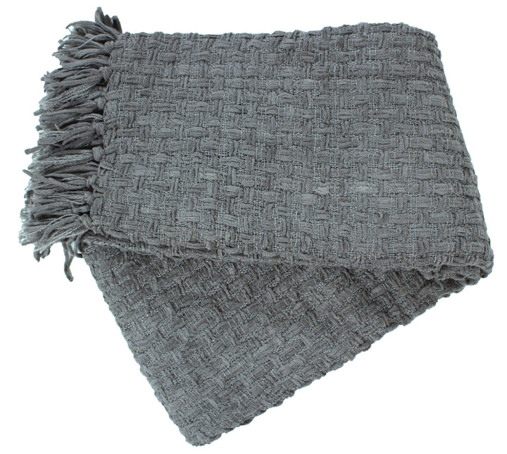 Chenille Basket Weave Throw Blanket, 50x60: Forest Green
