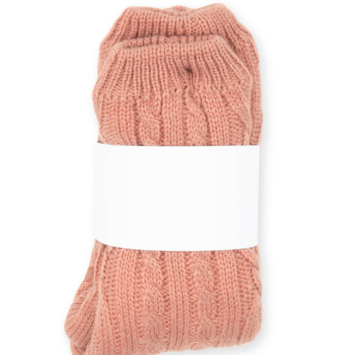 Cozy Sherpa Lined Cable Knit Slipper Socks: Blush