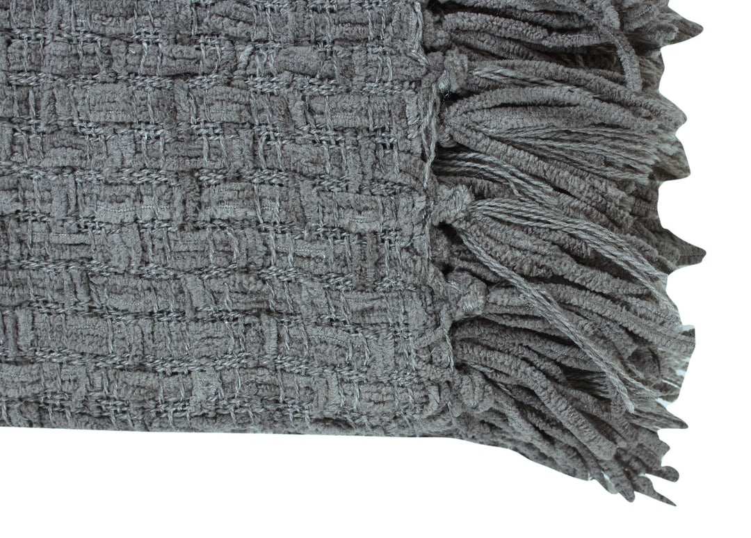 Chenille Basket Weave Throw Blanket, 50x60: Navy