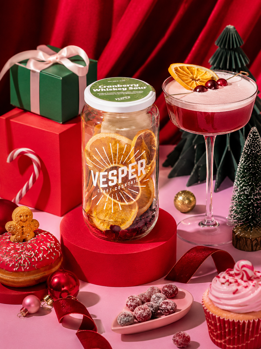 Holiday Cocktail / Mocktail Mixer - Cranberry Whiskey Sour