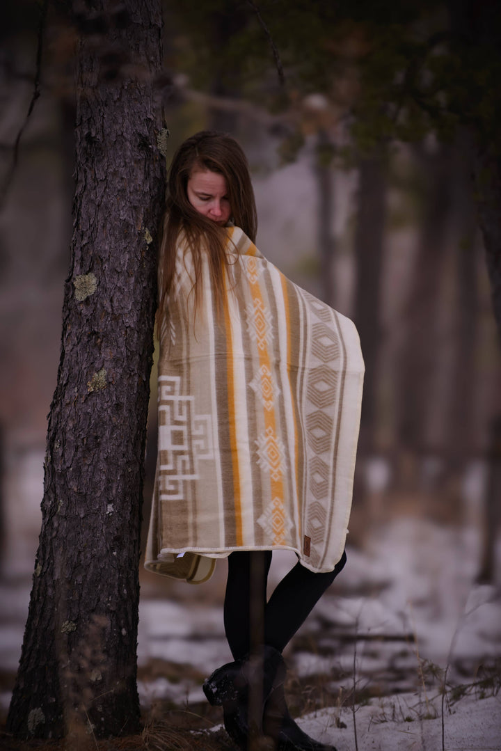 Sandstone Horizon Alpaca Throw Blanket