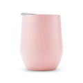 Pastel pink 12 oz. stemless travel tumbler mug by Weddingstar Inc. with a smooth, rounded shape perfect for on-the-go use.