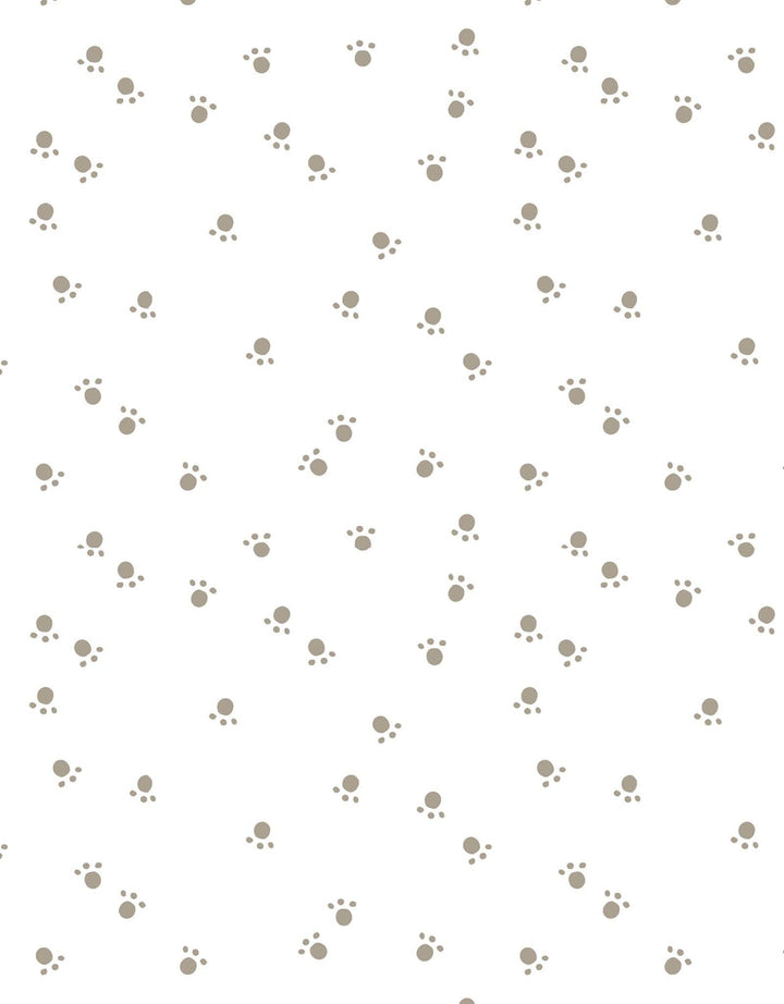 Pattern of small paw prints on a white background