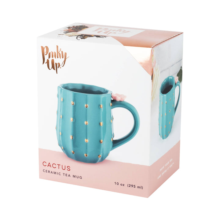 3D Metallic Gold Accented Ceramic Mug - Cactus